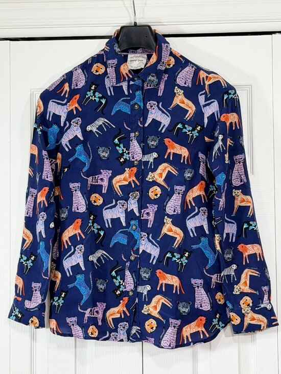 Anthropologie Tops - Anthropologie x Carolyn Gavin Mariposa Jungle 100% Silk Shirt